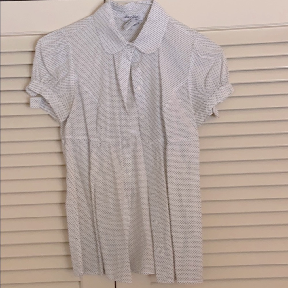 Polka dot blouse cinch waist sz small